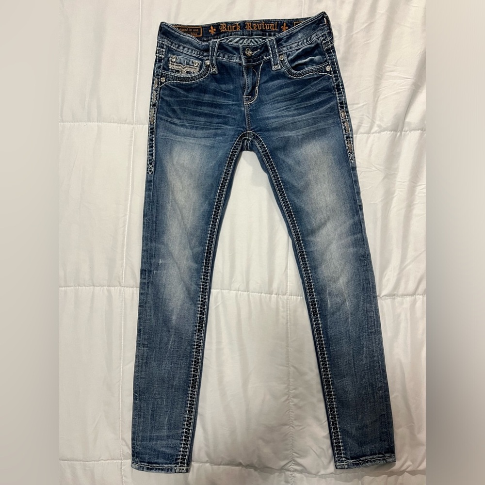 Rock Revival Shaina Mid Rise Skinny Size 26